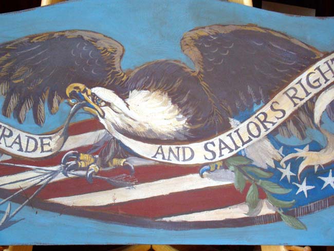 War of 1812 Battle Slogan "Free Trade and Sailors Rights" hand painted sign, 20th century — image 2